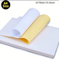 24 Sheets A4 Matte Finish Inksaver Paper - Inkjet & Laser Printable Sticker Paper with White Label Paper, Office & Home Use, Matte Full Sheet Self-Adhesive Label Paper