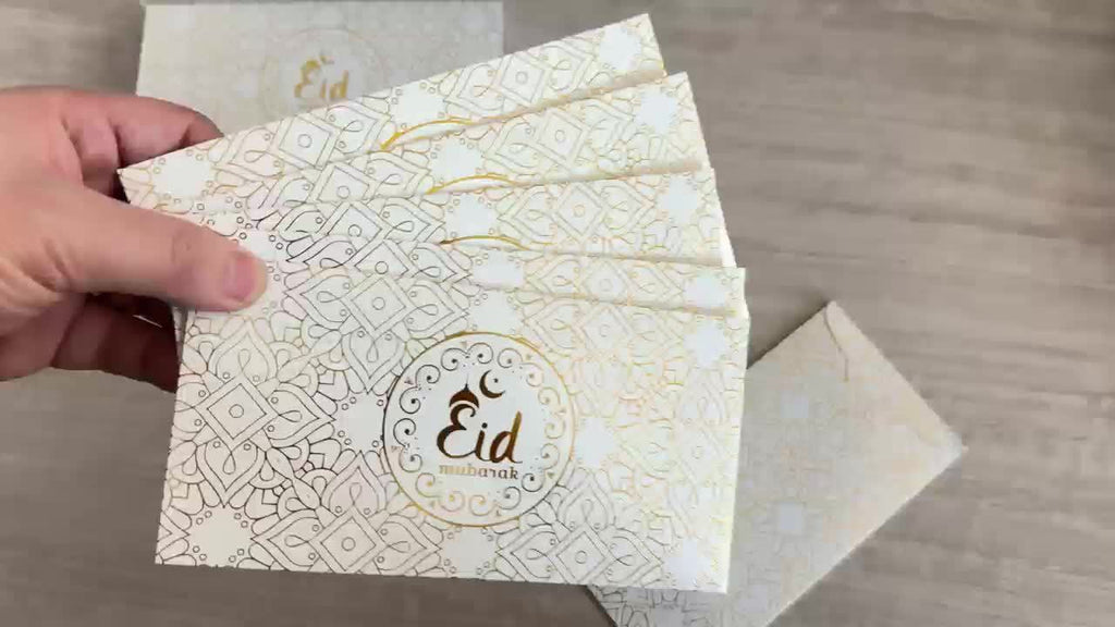 16pcs Eid Money Envelopes Bulk 6.9 X 3.5 Inch Golden Foil Cash Gift Card Eid Al-Adha Supplies Ramadan Lucky Cash Envelope Cash Set for Eid Holiday Currency Celebration Decorations