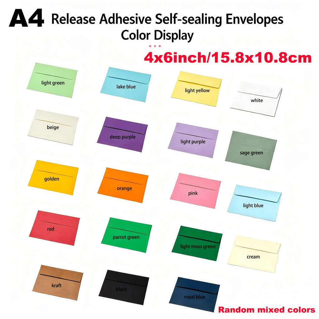 18pcs 4x6 Inch Mix Colorful Envelopes, Premium Quality Exquisite Blank Greeting Card Sleeves, Wedding, Baby Shower Invitations Cards Envelopes with Self-Adhesive Peel-and-Seal Closure A4 15.8x10.8cm Photo Postcards Greeting Cards Mailing Paper Bag