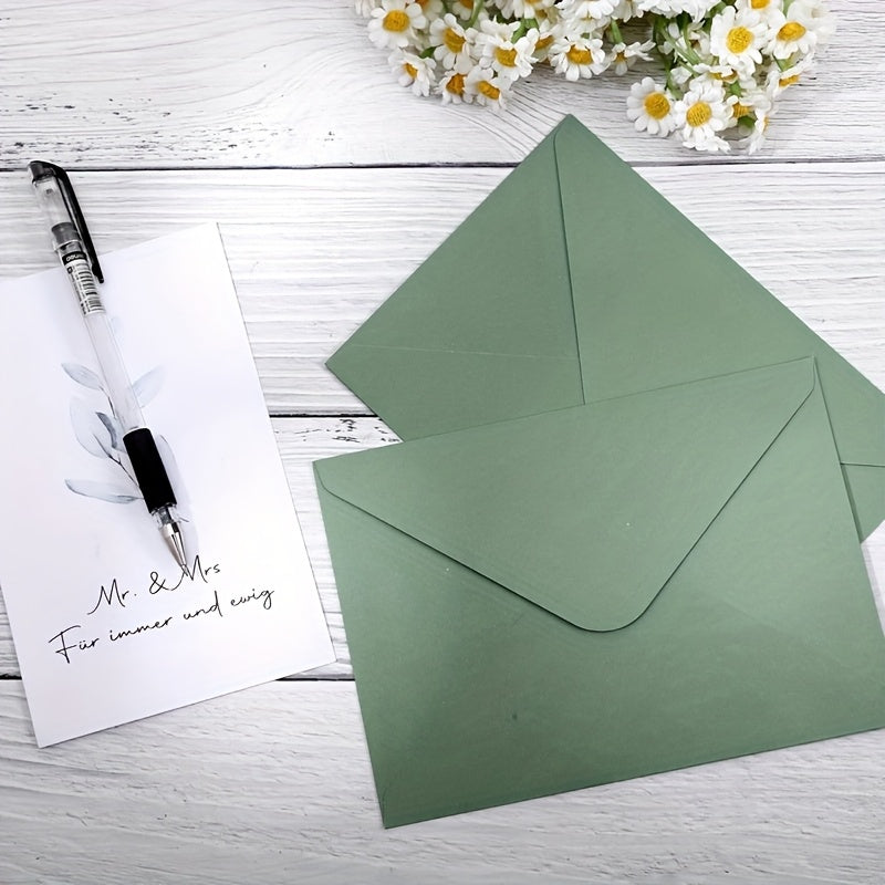 12 Pack 5X7 Inch Envelopes Letter Size, Green A7 Envelopes Self Seal V Flap for Wedding Invitation Cards, Christmas Cards Graduation, Baby Shower, Greeting Cards