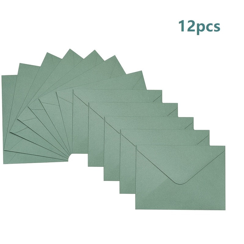 12 Pack 5X7 Inch Envelopes Letter Size, Green A7 Envelopes Self Seal V Flap for Wedding Invitation Cards, Christmas Cards Graduation, Baby Shower, Greeting Cards