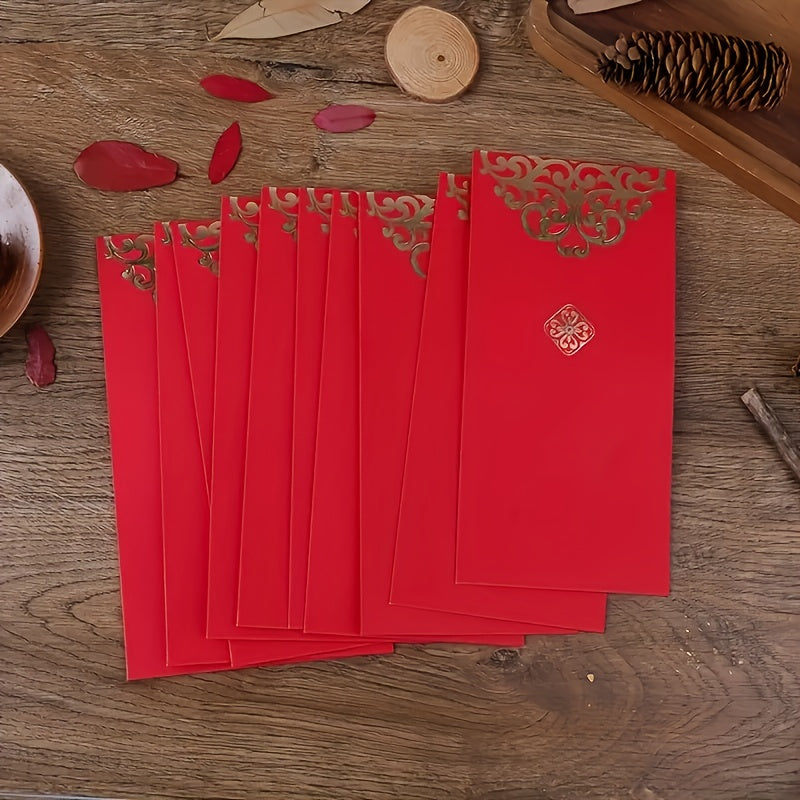 10pcs Chinese Red Envelopes, Lucky Money Pockets for Year of the Dragon, Lunar New Year Decorations & Gifts – Hong Bao Packets for Happy Chinese New Year Celebrations