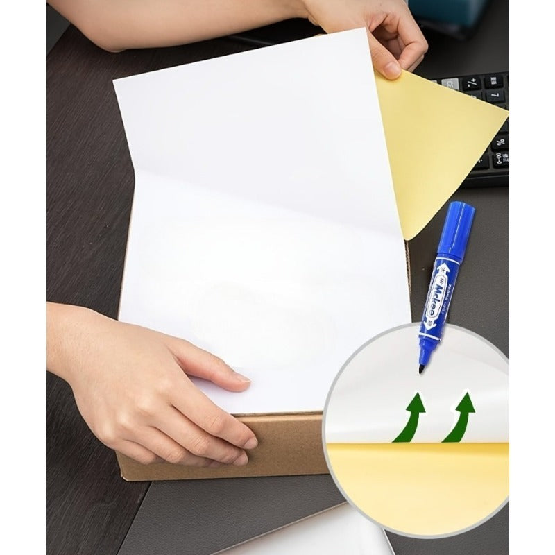 24 Sheets A4 Matte Finish Inksaver Paper - Inkjet & Laser Printable Sticker Paper with White Label Paper, Office & Home Use, Matte Full Sheet Self-Adhesive Label Paper