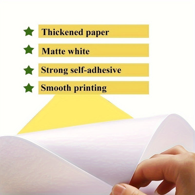 24 Sheets A4 Matte Finish Inksaver Paper - Inkjet & Laser Printable Sticker Paper with White Label Paper, Office & Home Use, Matte Full Sheet Self-Adhesive Label Paper