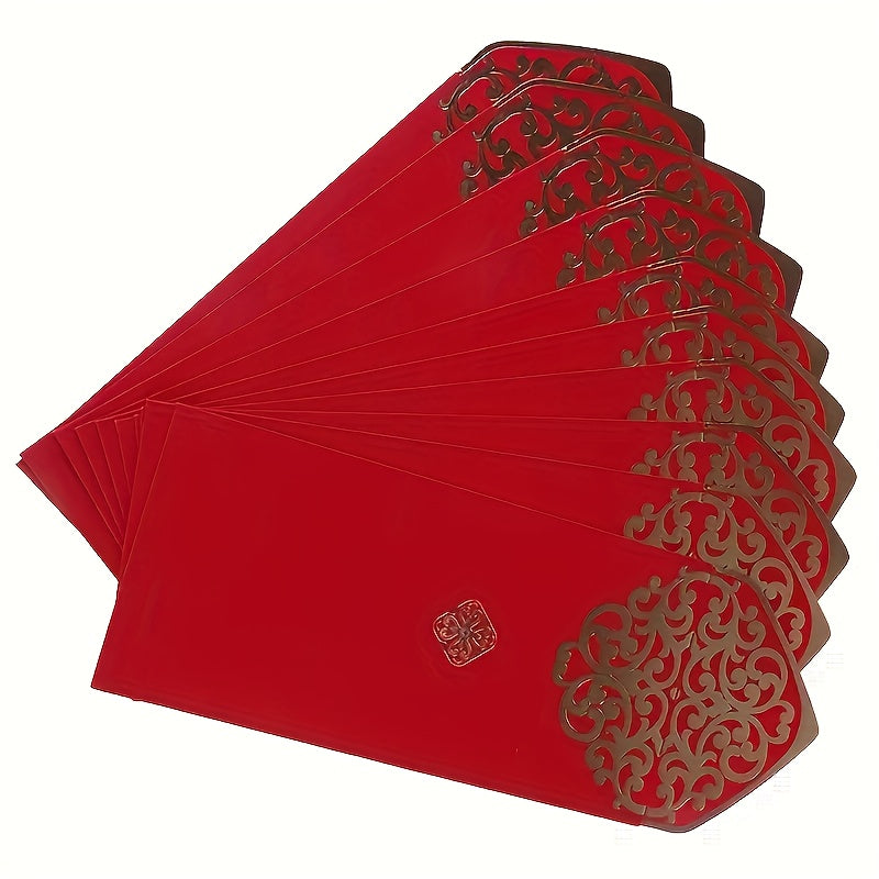 10pcs Chinese Red Envelopes, Lucky Money Pockets for Year of the Dragon, Lunar New Year Decorations & Gifts – Hong Bao Packets for Happy Chinese New Year Celebrations