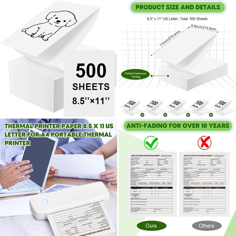 Thermal Paper for Portable Printers Designed for Fast-Drying A4 Printing, Suitable for Various Models