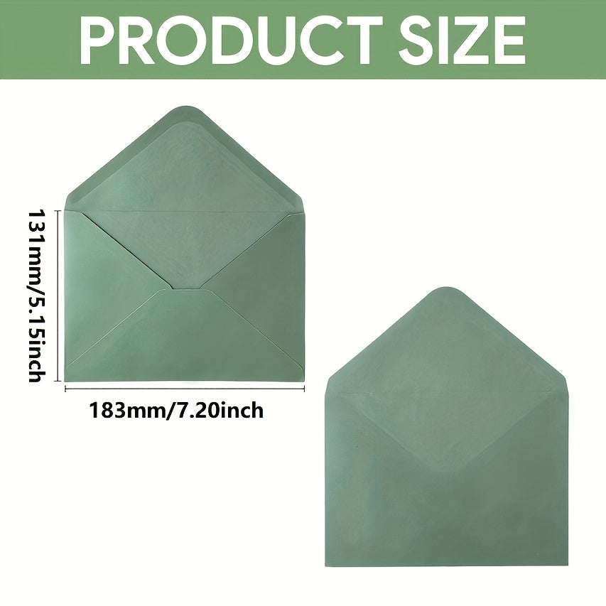 12 Pack 5X7 Inch Envelopes Letter Size, Green A7 Envelopes Self Seal V Flap for Wedding Invitation Cards, Christmas Cards Graduation, Baby Shower, Greeting Cards