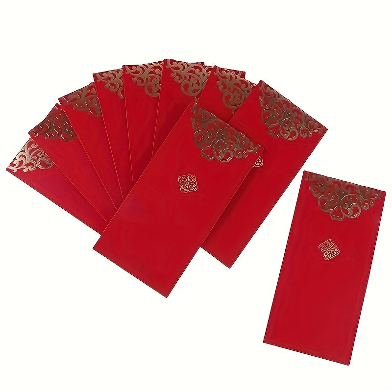 10pcs Chinese Red Envelopes, Lucky Money Pockets for Year of the Dragon, Lunar New Year Decorations & Gifts – Hong Bao Packets for Happy Chinese New Year Celebrations