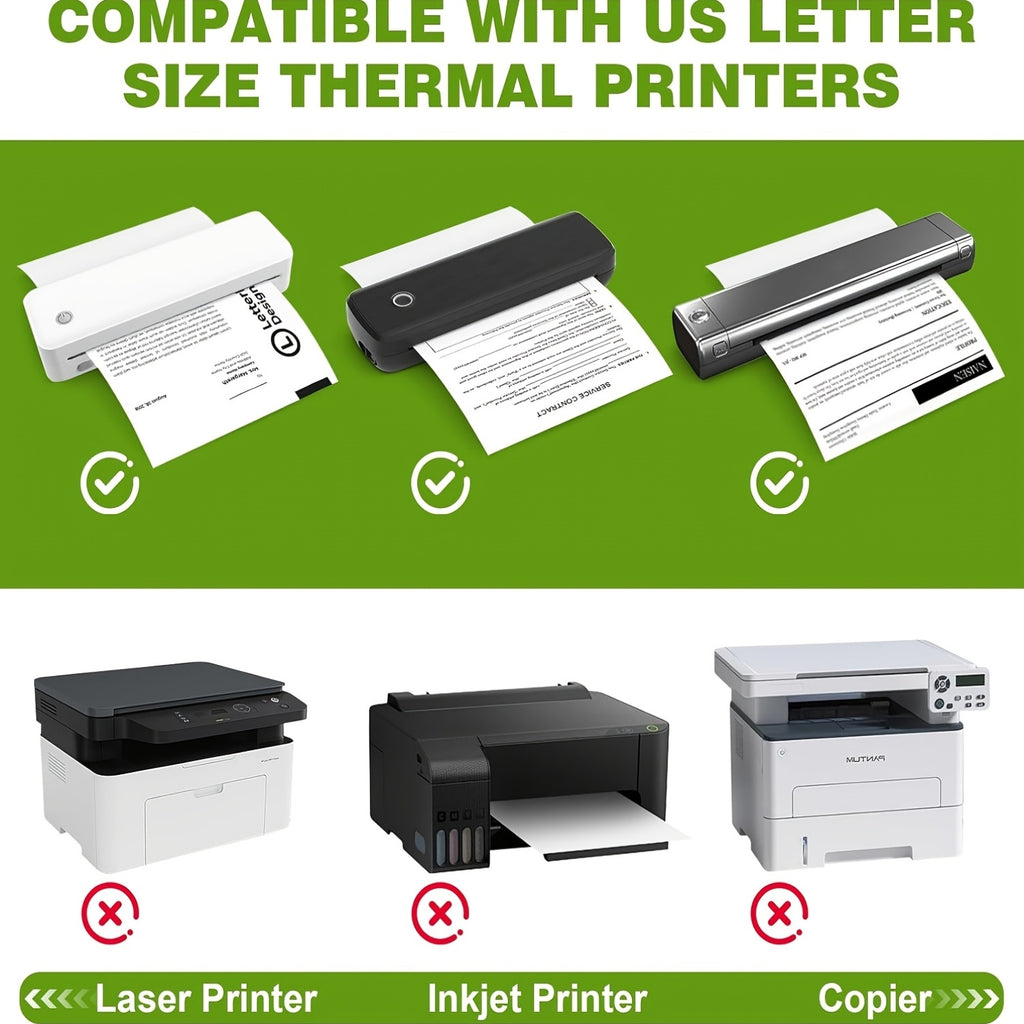 400 Sheets Of Thermal Printer Paper, 8.5 X 11 Inches; Premium Thermal Continuous A4 Paper; Letter-size Thermal Paper (29 X 21 Cm); Compatible With Most Portable A4 Printers