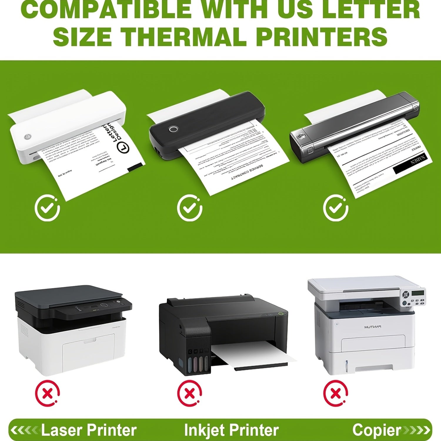 400 Sheets Of Thermal Printer Paper, 8.5 X 11 Inches; Premium Thermal Continuous A4 Paper; Letter-size Thermal Paper (29 X 21 Cm); Compatible With Most Portable A4 Printers