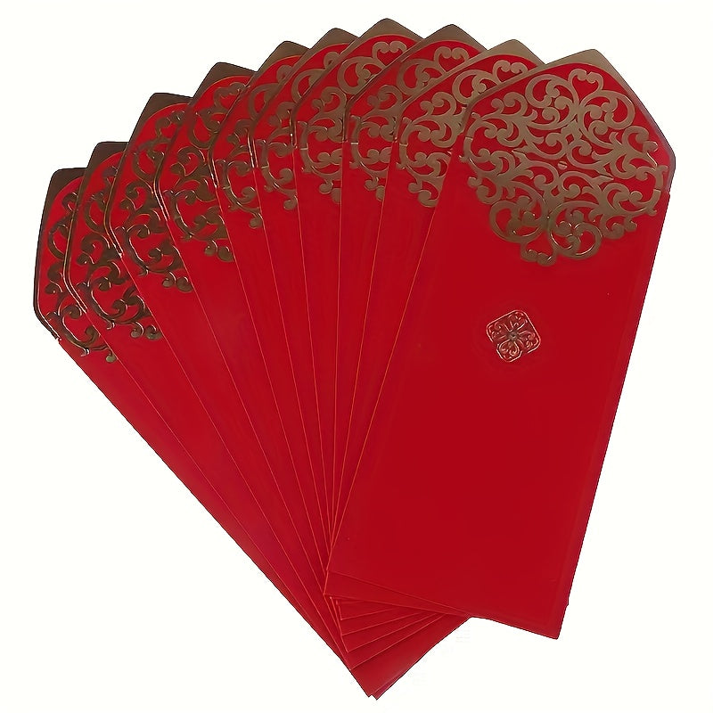 10pcs Chinese Red Envelopes, Lucky Money Pockets for Year of the Dragon, Lunar New Year Decorations & Gifts – Hong Bao Packets for Happy Chinese New Year Celebrations