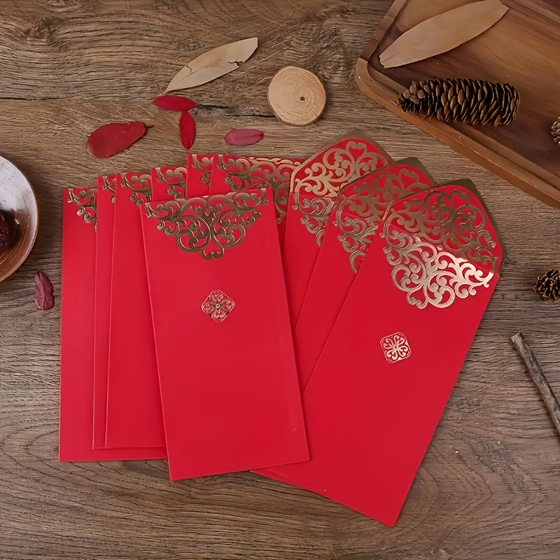 10pcs Chinese Red Envelopes, Lucky Money Pockets for Year of the Dragon, Lunar New Year Decorations & Gifts – Hong Bao Packets for Happy Chinese New Year Celebrations
