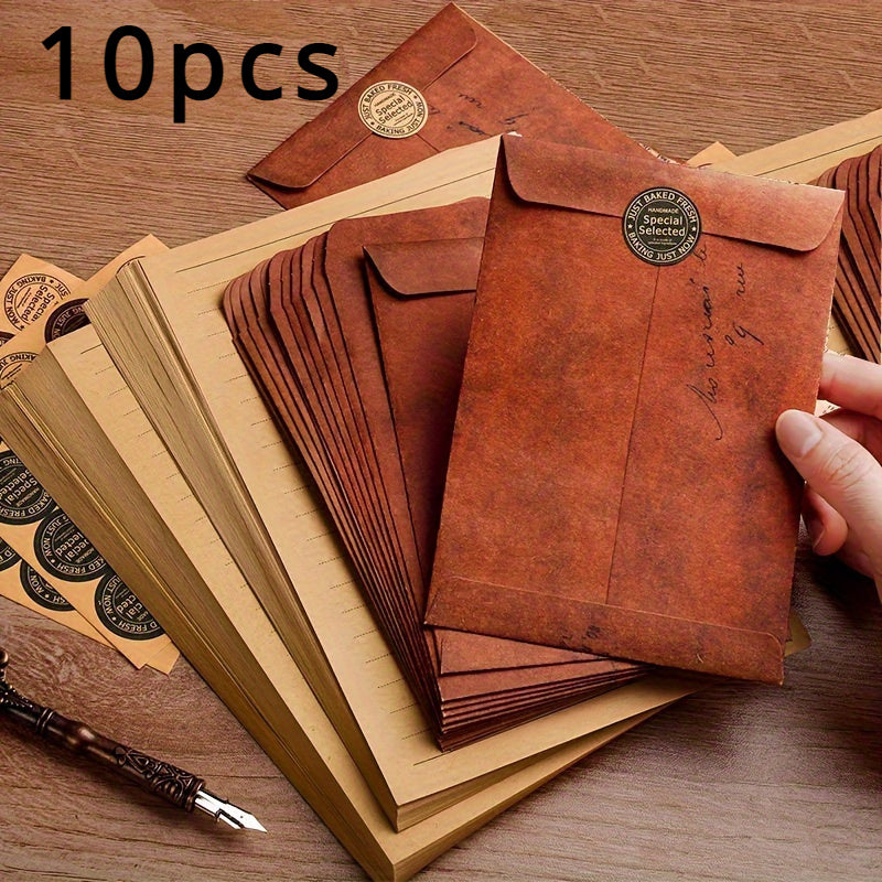 10\u002F20\u002F50pcs Vintage Kraft Paper Envelopes, Wedding Party Invitation Card Envelopes, Multifunctional Paper Envelope
