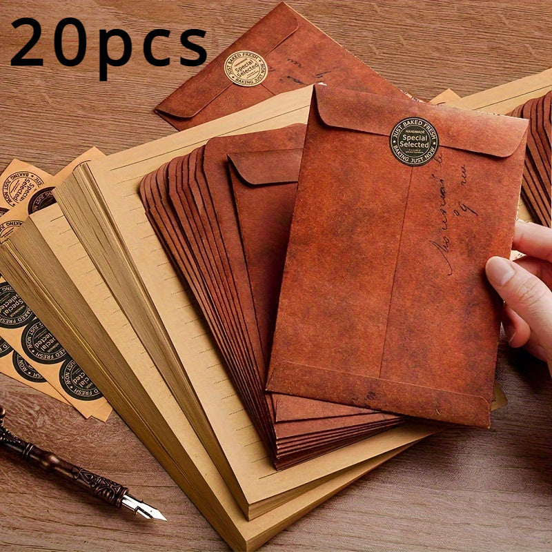 10\u002F20\u002F50pcs Vintage Kraft Paper Envelopes, Wedding Party Invitation Card Envelopes, Multifunctional Paper Envelope