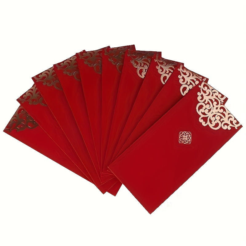 10pcs Chinese Red Envelopes, Lucky Money Pockets for Year of the Dragon, Lunar New Year Decorations & Gifts – Hong Bao Packets for Happy Chinese New Year Celebrations