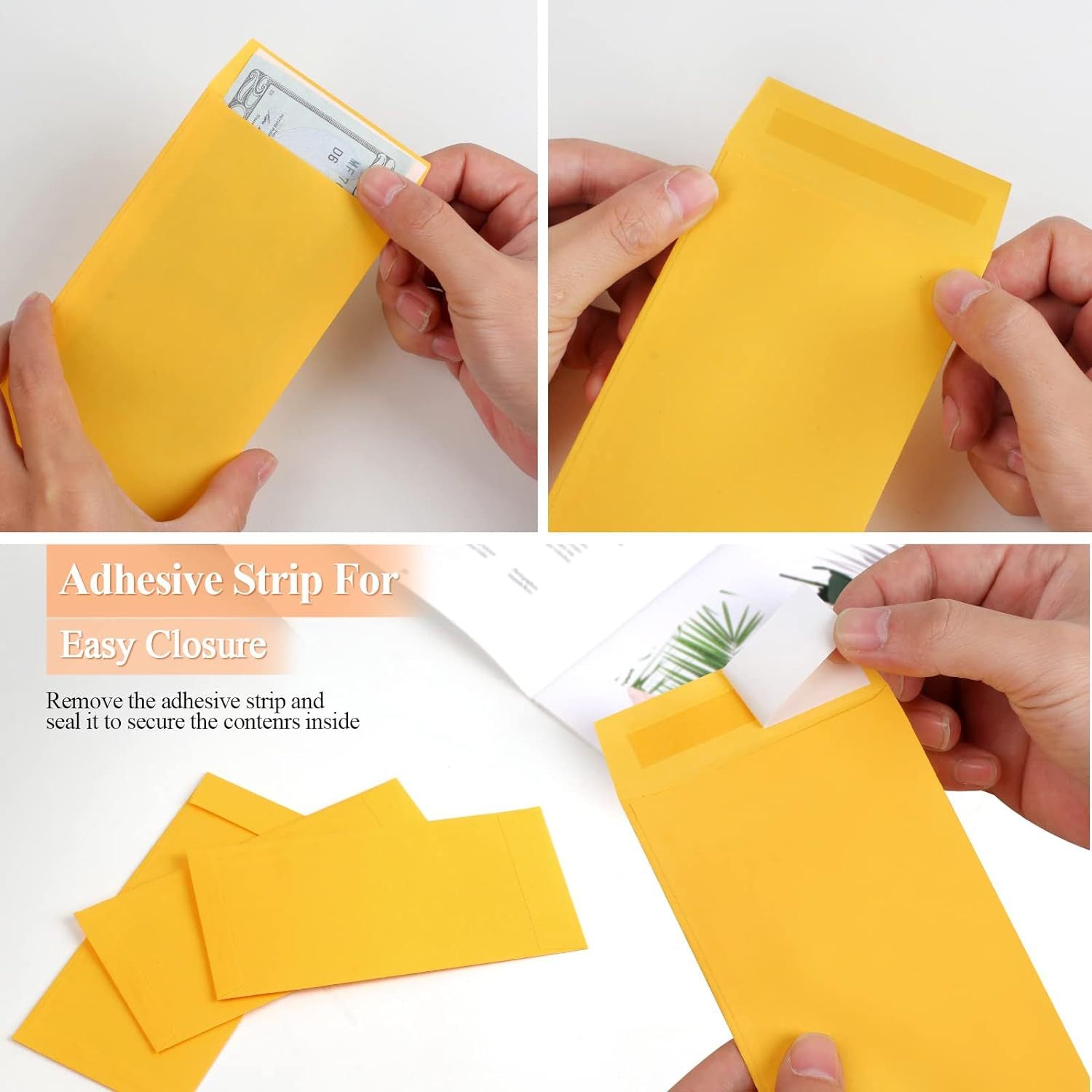 80G Golden Kraft Paper Self-Adhesive Envelope Bag - Gum Saliva Separation - Paper Envelope - Office - Business - Friends And Lovers Communication - Surprise