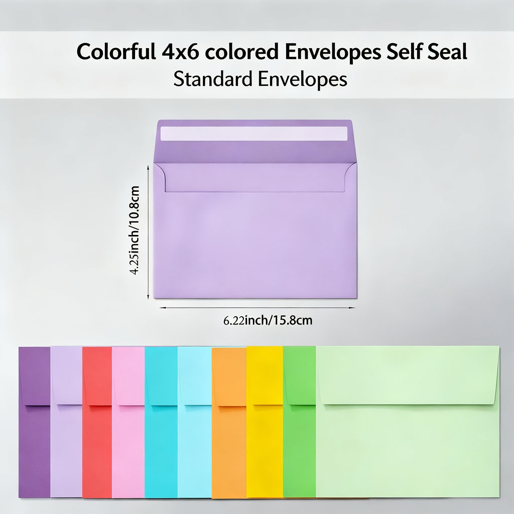 18pcs 4x6 Inch Mix Colorful Envelopes, Premium Quality Exquisite Blank Greeting Card Sleeves, Wedding, Baby Shower Invitations Cards Envelopes with Self-Adhesive Peel-and-Seal Closure A4 15.8x10.8cm Photo Postcards Greeting Cards Mailing Paper Bag