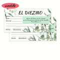 50pcs 6.3x3.2 Inch Spanish Church Offering Envelopes - Matte Finish with Elegant Eucalyptus Design, English Text & Numbered Sections for Cash Gifts, Baptisms, Weddings, Religious Events