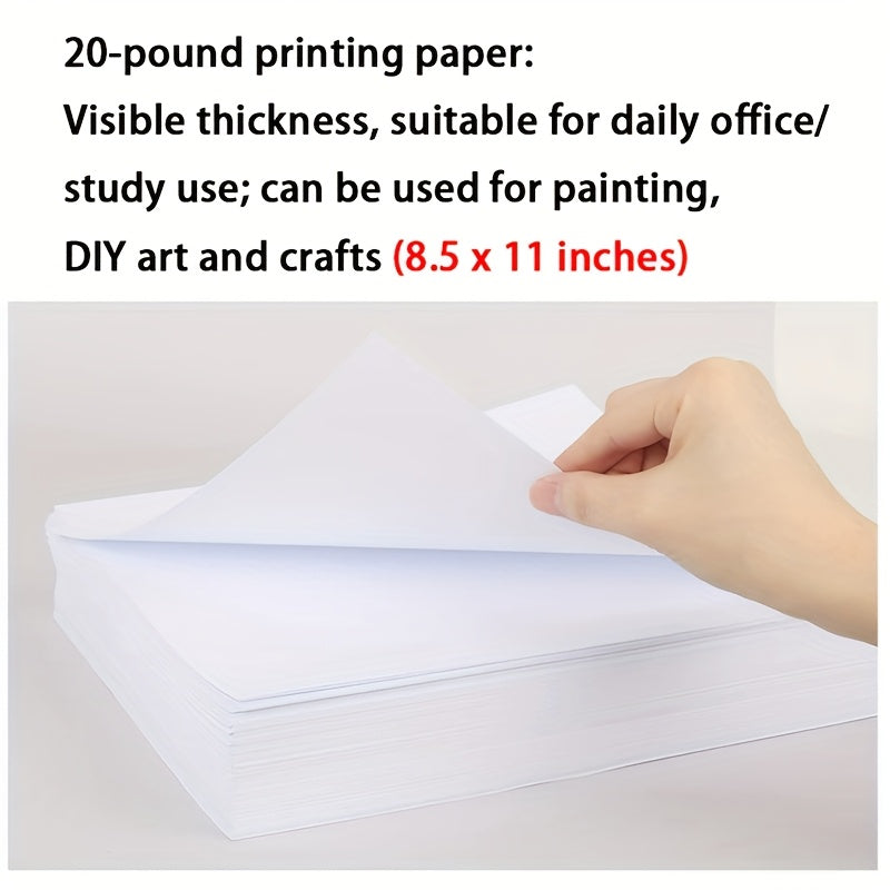 500 Sheets of White Paper, White A4 Printer Paper, Copy Paper; Suitable for Daily Office\u002FSchool; Can Be Used for Painting, Art Craft (8.5 X 11 Inches)